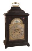 A rare George II ebonised table clock with moonphase Thomas Hatton, London   A rare George II