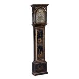 A George I black japanned longcase clock of one month duration Markwick and...   A George I black