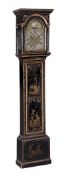 A George I black japanned longcase clock of one month duration Markwick and...   A George I black