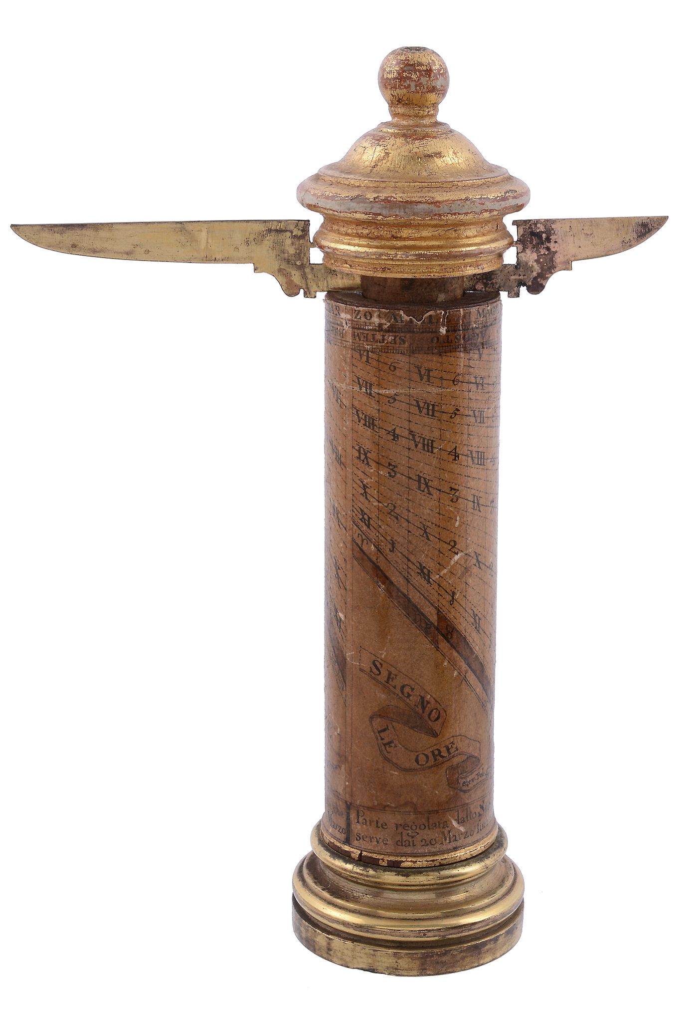 A rare Italian portable pillar sundial Initialled with maker's monogram I. A. G   A rare Italian - Image 3 of 4