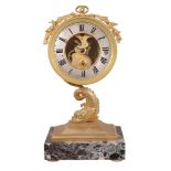 A decorative gilt brass and marble mantel timepiece Unsigned   A decorative gilt brass and marble