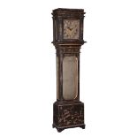 A Continental brown japanned longcase clock Unsigned   A Continental brown japanned longcase clock