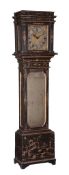 A Continental brown japanned longcase clock Unsigned   A Continental brown japanned longcase clock
