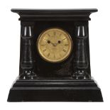 A George IV black marble mantel clock in the Egyptian taste Frodsham, London   A George IV black