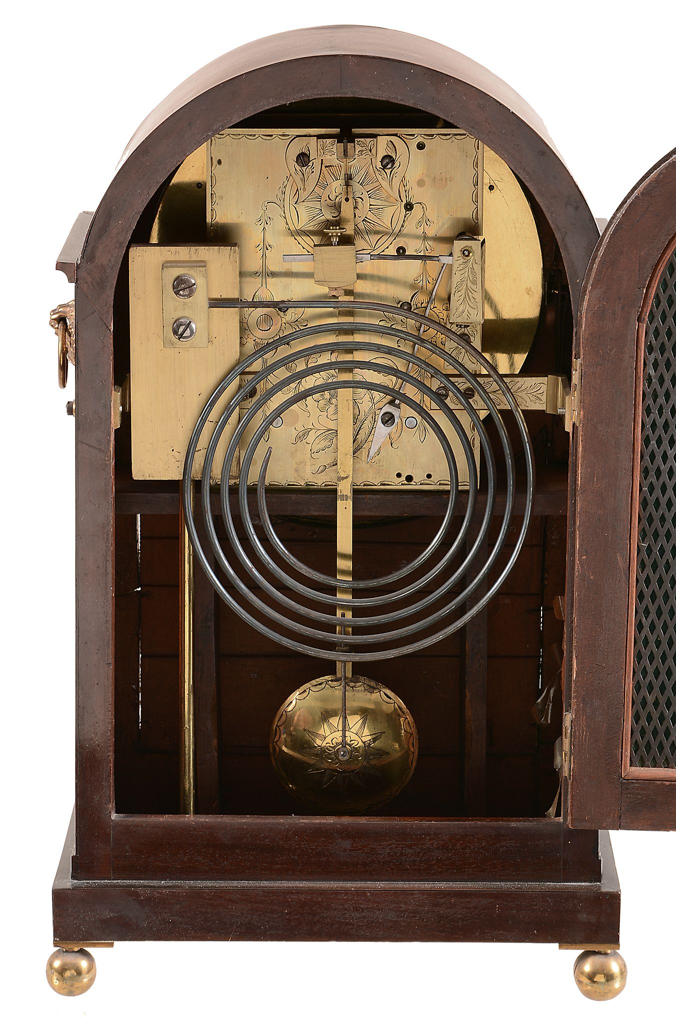 A brass inlaid mahogany bracket clock Unsigned   A brass inlaid mahogany bracket clock Unsigned, - Image 2 of 2