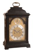 A fine George III ebonised table clock with pull-quarter repeat on six bells...   A fine George