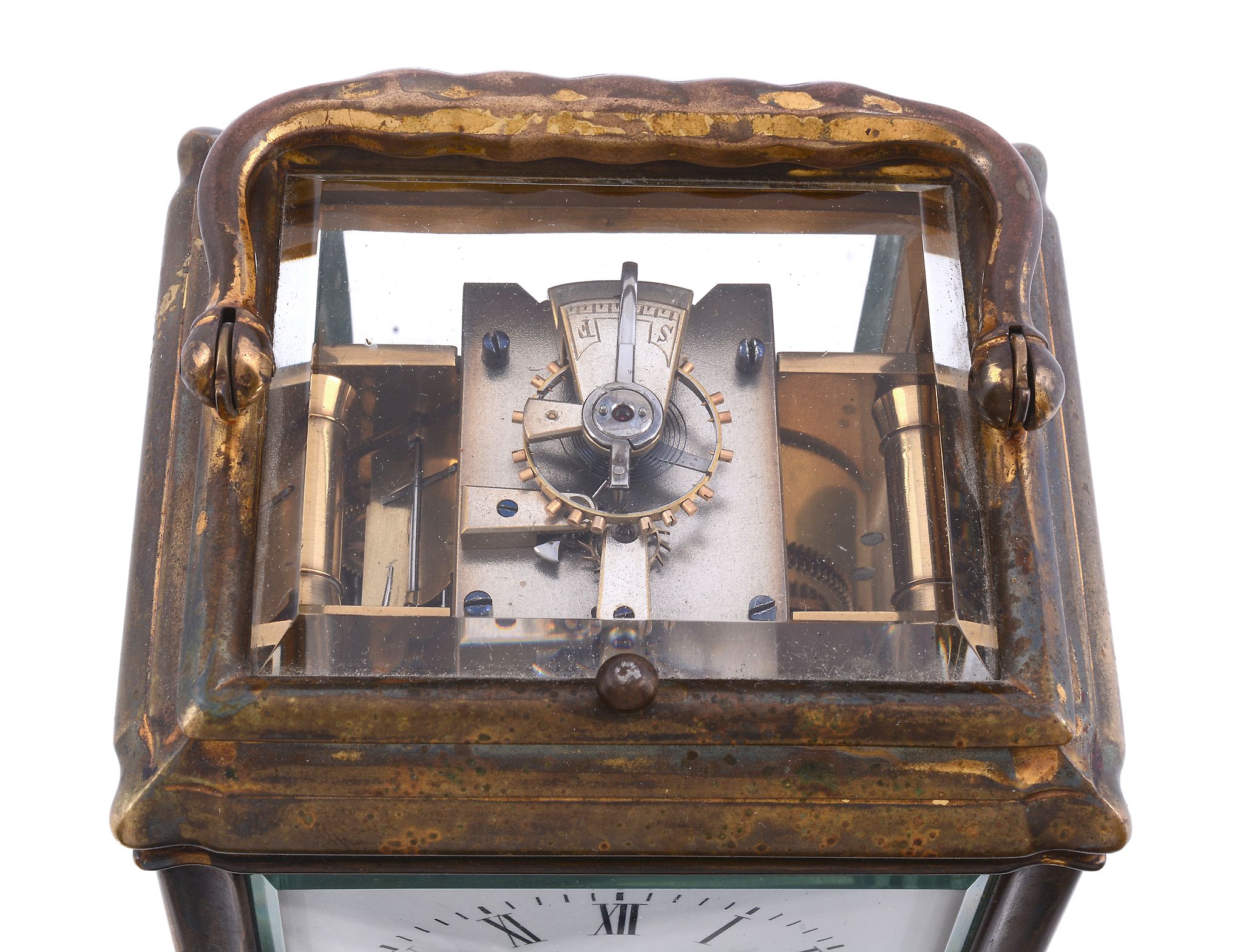 A French brass gorge cased carriage clock with push-button repeat Retailed...   A French brass - Image 2 of 3