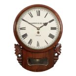 A mahogany drop-dial fusee wall timepiece The dial bearing signature for...   A mahogany drop-dial