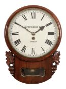 A mahogany drop-dial fusee wall timepiece The dial bearing signature for...   A mahogany drop-dial