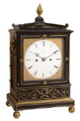 A Regency brass inlaid ebonised bracket clock Edwards, London   A Regency brass inlaid ebonised