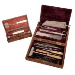 A Victorian field surgeons boxed part set of post-mortem instruments S   A Victorian field