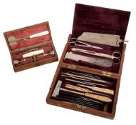 A Victorian field surgeons boxed part set of post-mortem instruments S   A Victorian field