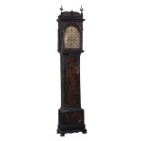 A fine George II japanned eight-day quarter chiming musical longcase clock...   A fine George II