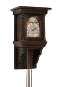 A George III stained pine hooded wall timepiece with alarm William Yardley   A George III stained
