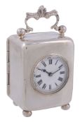 A Victorian silver cased miniature carriage timepiece Unsigned   A Victorian silver cased