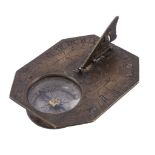 A German brass Butterfield pattern portable horizontal compass sundial...   A German brass