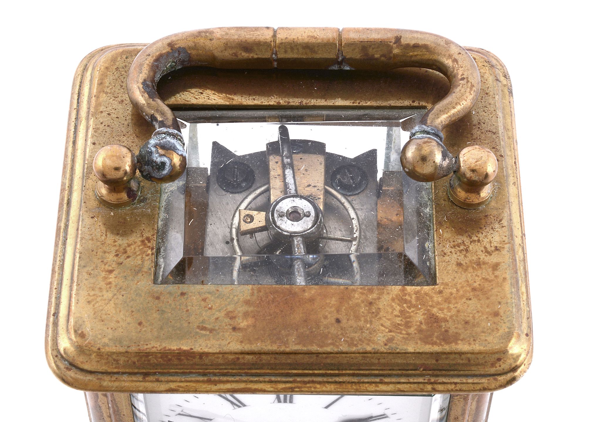 A French lacquered brass miniature carriage timepiece Retailed by J   A French lacquered brass - Image 2 of 2