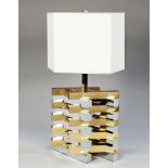 A Brass and Chrome 1970's Table Lamp constructed as a lattice of interlocking and contrasting