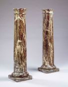 A Pair of Rosso Levanto Marble Columns the columns with slight entasis, 112cm high, 23cm diameter,