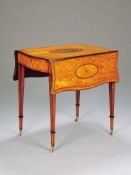 A George III Satinwood and Marquetry Pembroke Table the serpentine crossbanded top with a central