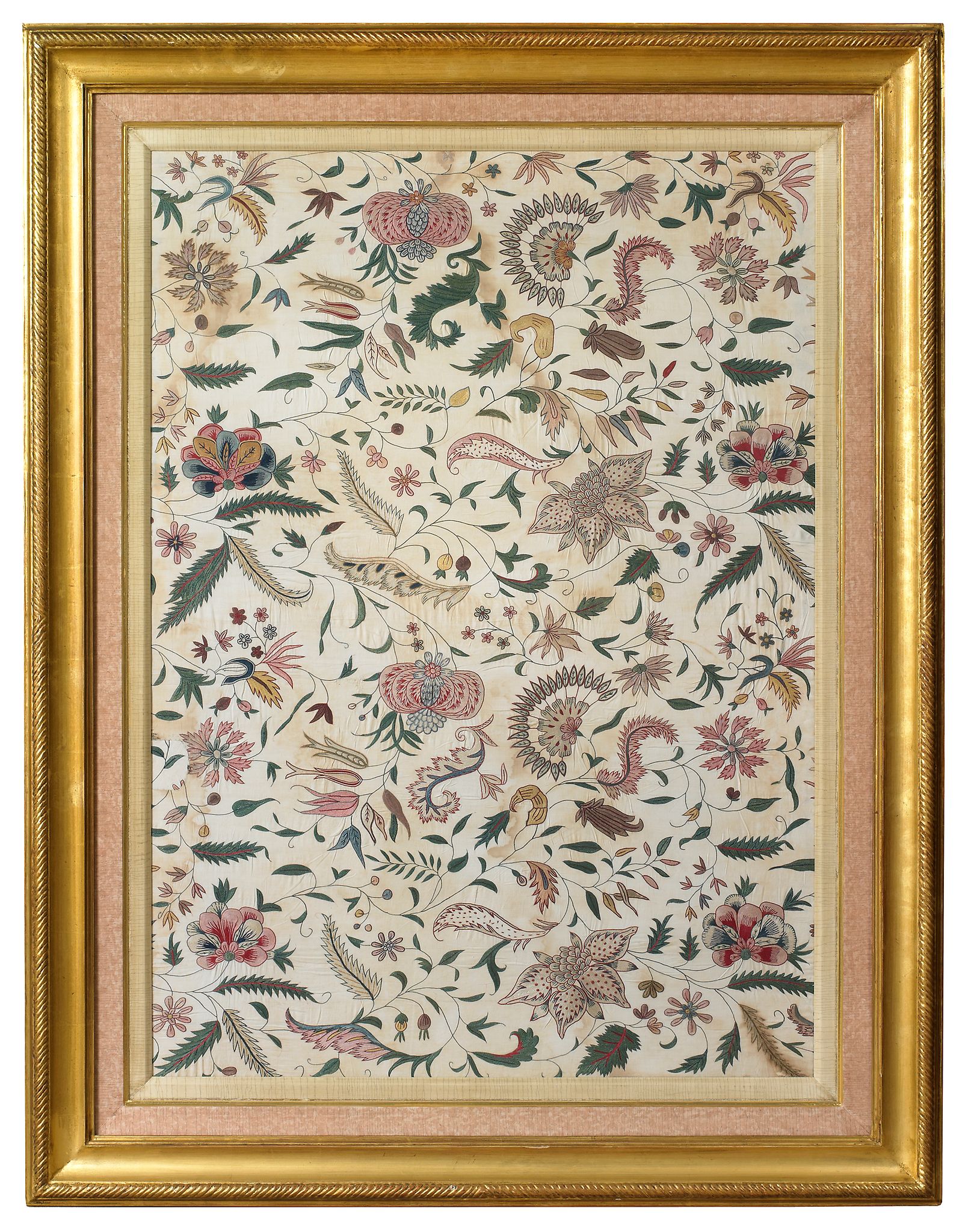 Two Fine Panels of Gujarati Needlework in the style of English crewel work, 81cm wide, 107cm high - Image 2 of 2