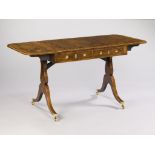 A Regency Rosewood Sofa Table the well-figured top inlaid with calamander wood cross-banding and