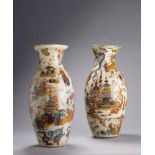 An Exceptional Pair of 19th Century Decalcomania Vases profusely decorated on all sides with