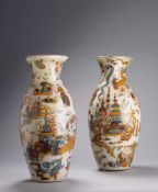 An Exceptional Pair of 19th Century Decalcomania Vases profusely decorated on all sides with