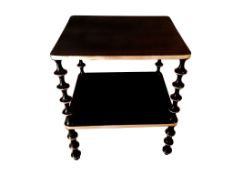 A Pair of Black Lacquer and Gilt Two-Tier Tables 43cm wide, 57cm high, 50cm deep