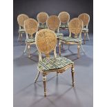 An Important Set of 8 George III Parcel Gilt Side Chairs attributed to Francois Herve and almost