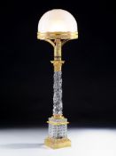 A Fine 19th Century Baccarat Table Lamp with a spiral cut column above a fluted and diamond cut