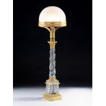 A Fine 19th Century Baccarat Table Lamp with a spiral cut column above a fluted and diamond cut