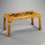 A 19th Century Parquetry Panel Mounted as a Low Table the panel inlaid with two large ebony stars