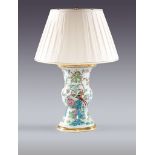 A 19th Century Famille Rose Chinese Vase now mounted as a lamp, of Gu shape, with famille rose