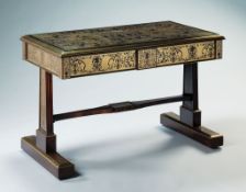 A 19th Century Premier Partie Boulle Writing Table by Town & Emanuel in laid with brass marquetry on