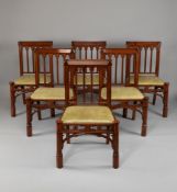 Six William IV Yew Wood Gothic Side Chairs in the manner of George Smith, with arcaded pierced