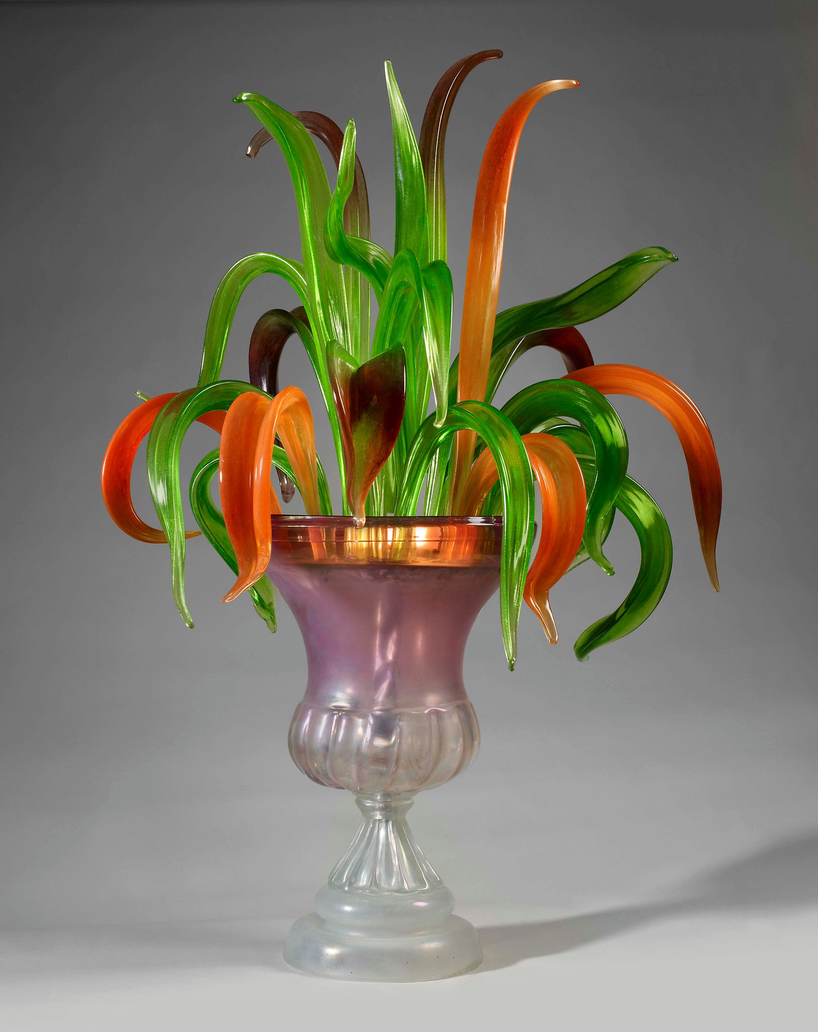 A Glass Lamp in the Form of a Vase 64cm wide, 116cm high, 84cm deep