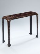 An Early 19th Century Lacquer Altar Table the aubergine ground richly decorated with gilded floral