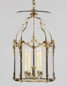 A Late Louis XV Gilt Bronze Lantern the finely cast frame with dividing mounts of scrolling brackets