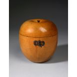 A Late 18th/Early 19th Century Fruitwood Tea Caddy in the form of an apple, with steel lock
