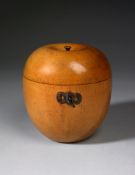 A Late 18th/Early 19th Century Fruitwood Tea Caddy in the form of an apple, with steel lock