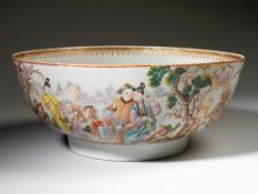 A Late 18th Century Chinese Porcelain Punch Bowl of large size, retaining its original glazes and