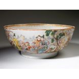 A Late 18th Century Chinese Porcelain Punch Bowl of large size, retaining its original glazes and