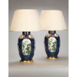 A Pair of 19th Century Chinese Vases now mounted as lamps, of baluster form decorated with famille