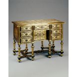 A Louis XIV Boulle Bureau Mazarin profusely decorated on the top, front and sides with finely