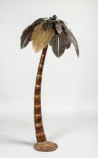 A Brass Floor Lamp in the form of a palm tree, with individual stylised leaves,