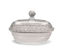 An 18th Century Cut Glass Tureen of oval shape with cover. 27cm wide, 25.5cm high, 37cm deep