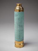 A George III Brass Telescope clad in shagreen, with a sealable brass eyepiece, 26cm high, 8cm