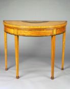 A Pair of George III Satinwood Card Tables the tops inlaid with boxwood in the form of a fan
