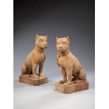 A Pair of 19th Century French Terracotta Models of Boxer Dogs attributed to Mandeville and